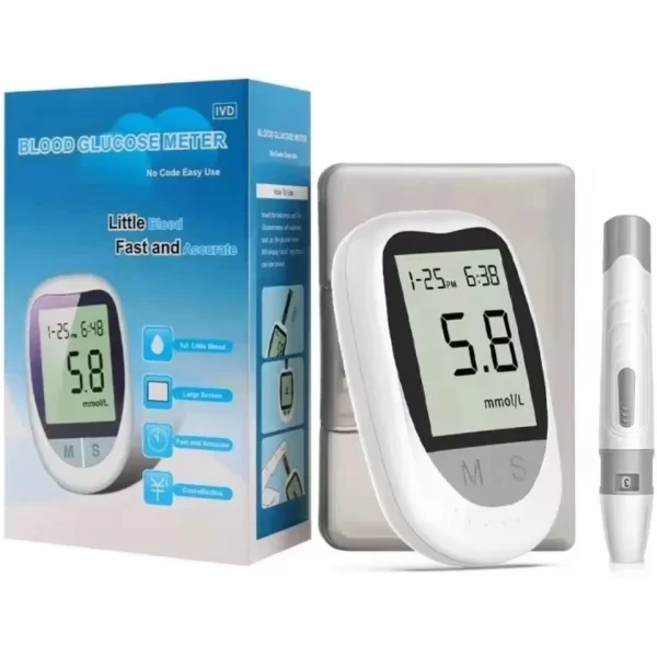 بسته‌بندی دستگاه اندازه‌گیری قند خون Blood Glucose Meter